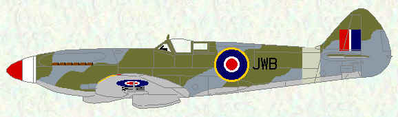 Personal Spitfire XXI of AVM J W Baker, whilst AOC, No 12 Group, Fighter Command