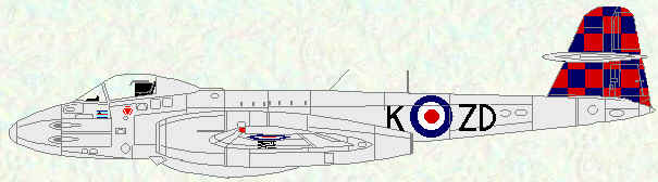 Meteor F Mk 8 of No 222 Squadron (CO's aircraft)