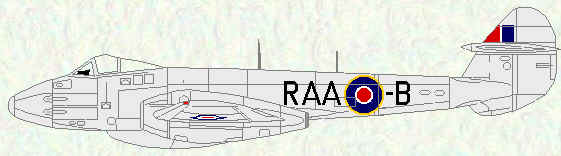 Meteor F Mk 3 of No 500 Squadron (Reserve Command Markings)