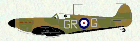 Spitfire I of No 92 Squadron (black/white undersurfaces - codes GR)