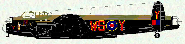 Lancaster I of No 9 Squadron (with modified bomb bay to carry 12,000lb "Tallboy")