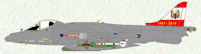 Harrier GR Mk 9 of No 1 Squadron in anniversary markings