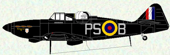 Defiant I of No 264 Squadron (flown by Sqn Ldr F D Hughes)