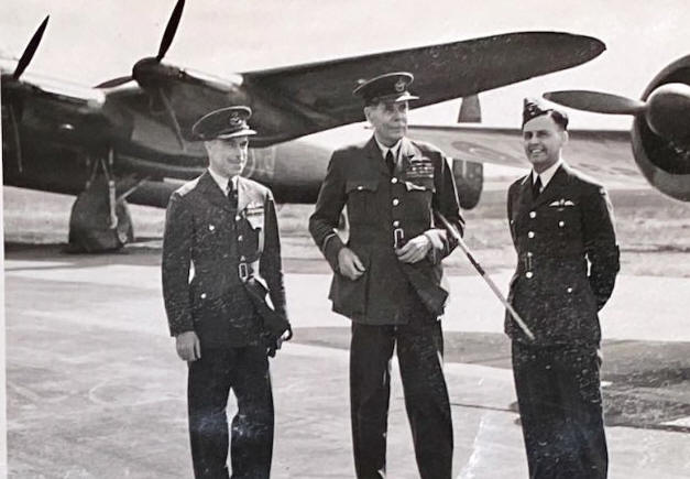 Viscount Trenchard, GCB, GCVO, DSO, DCL, LLD with two officers of No 64 Base