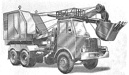 Machine with face shovel attachment (in travelling condition)