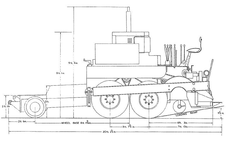 Blaw-Knox asphalt finisher, 100 TPH, Model PF 90 - dimensions