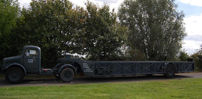 Queen Mary trailer and Bedford MW tractor at East Kirkby