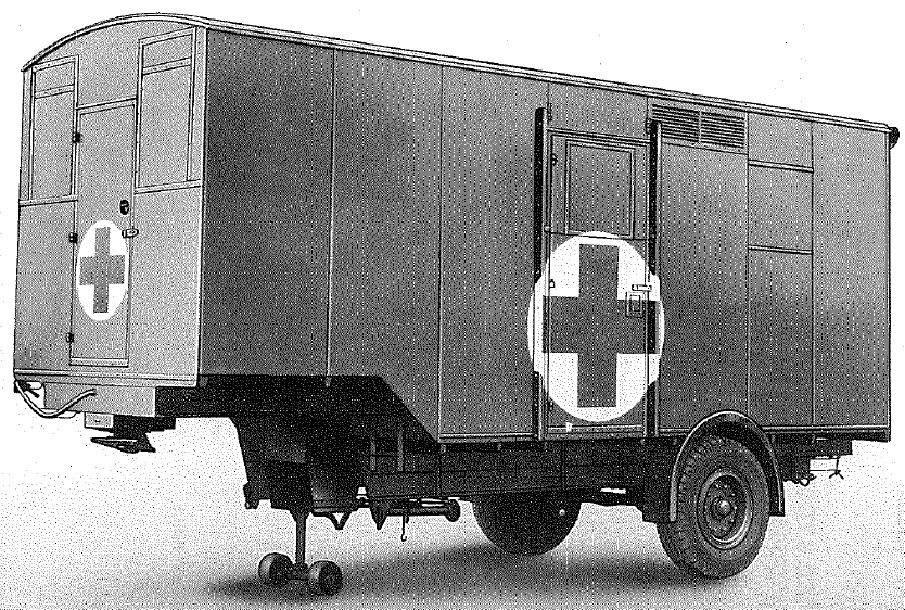 Tasker semi-trailer, 8 ton, 2-wheel, drop frame, equipped as bacteriological trailer