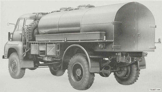 Truck, Tanker, Water, 600-gal, 3-ton, 4x4, Bedford RL from rear