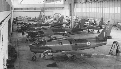 No 112 Sqn's Sabres in the squadron hanger at Bruggen