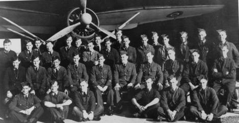 Photo of 276 Squadron personnel in front of a Lysander